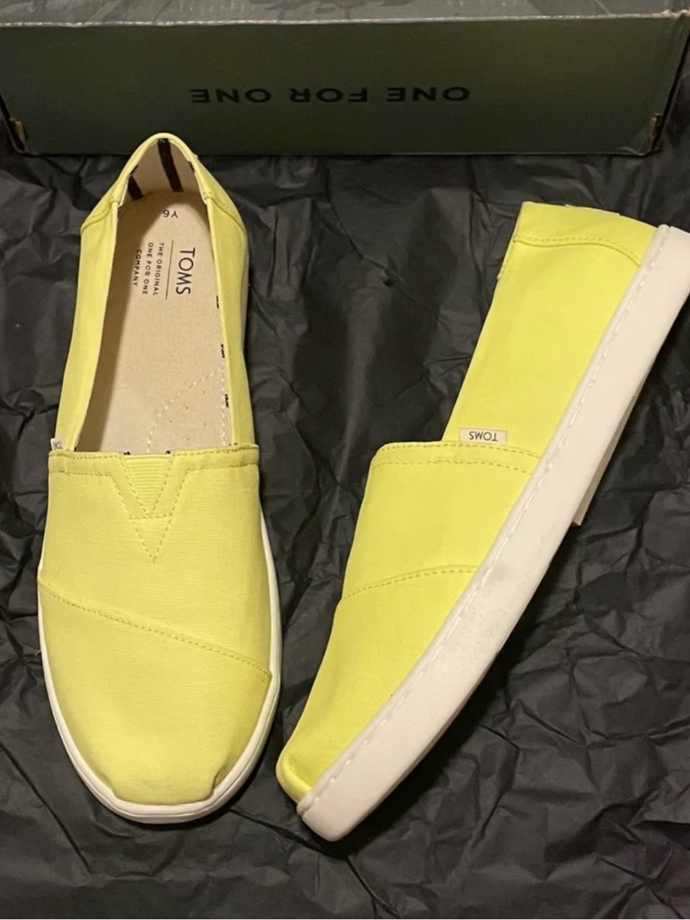 TOMS Yellow Canvas Moccasins Size 4Y